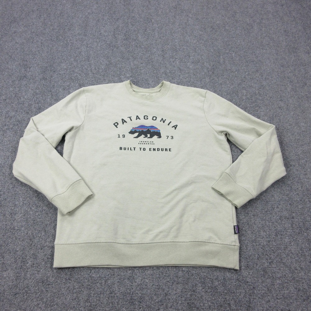 Patagonia Sweatshirt Mens Medium Green Uprisal Crew Bear Graphic Fleece Pullover
